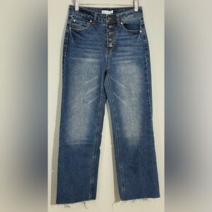 And Now This High Rise Button Fly Straight Raw Hem Jeans Sz26